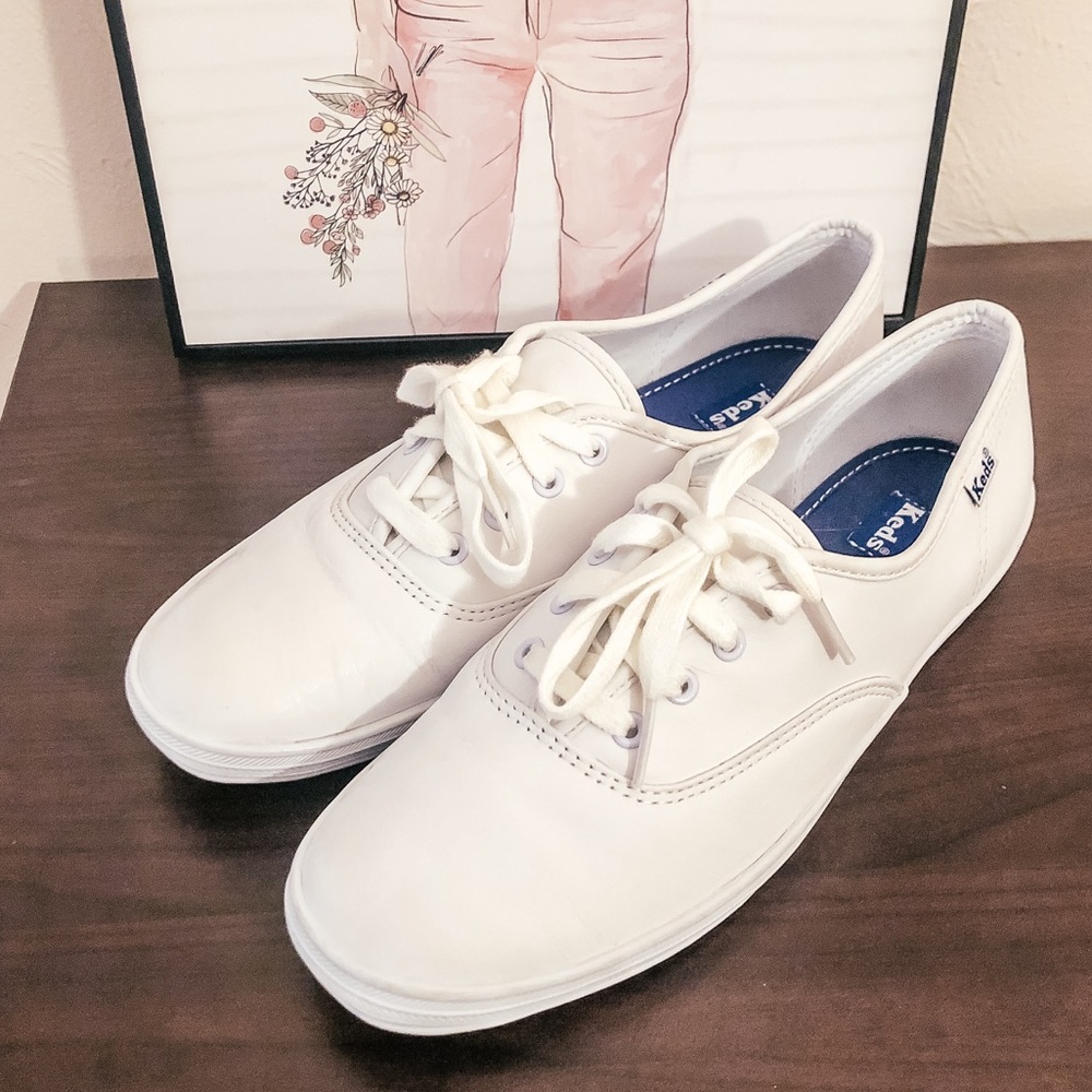 White Leather Keds 8 not worn